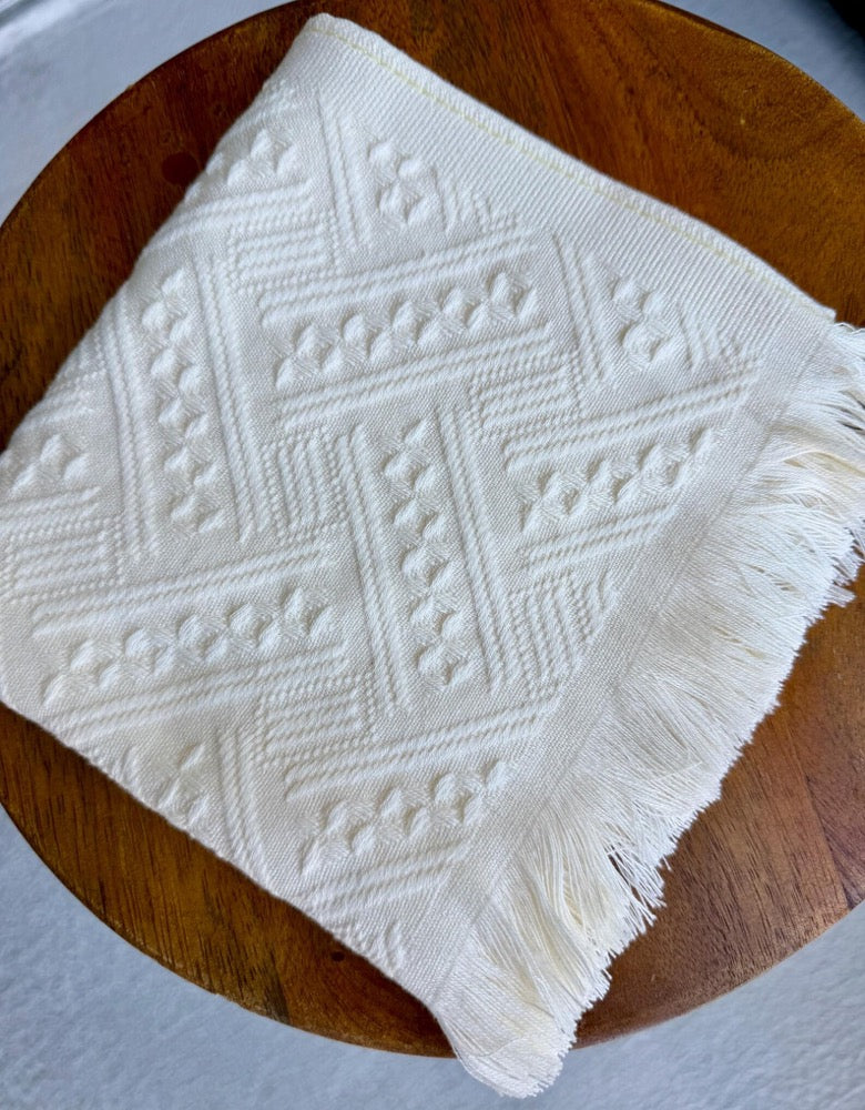 Cream Turkish Cotton Hand Towels, Fringe Detail, Quick Dry Absorbent Spa Towels